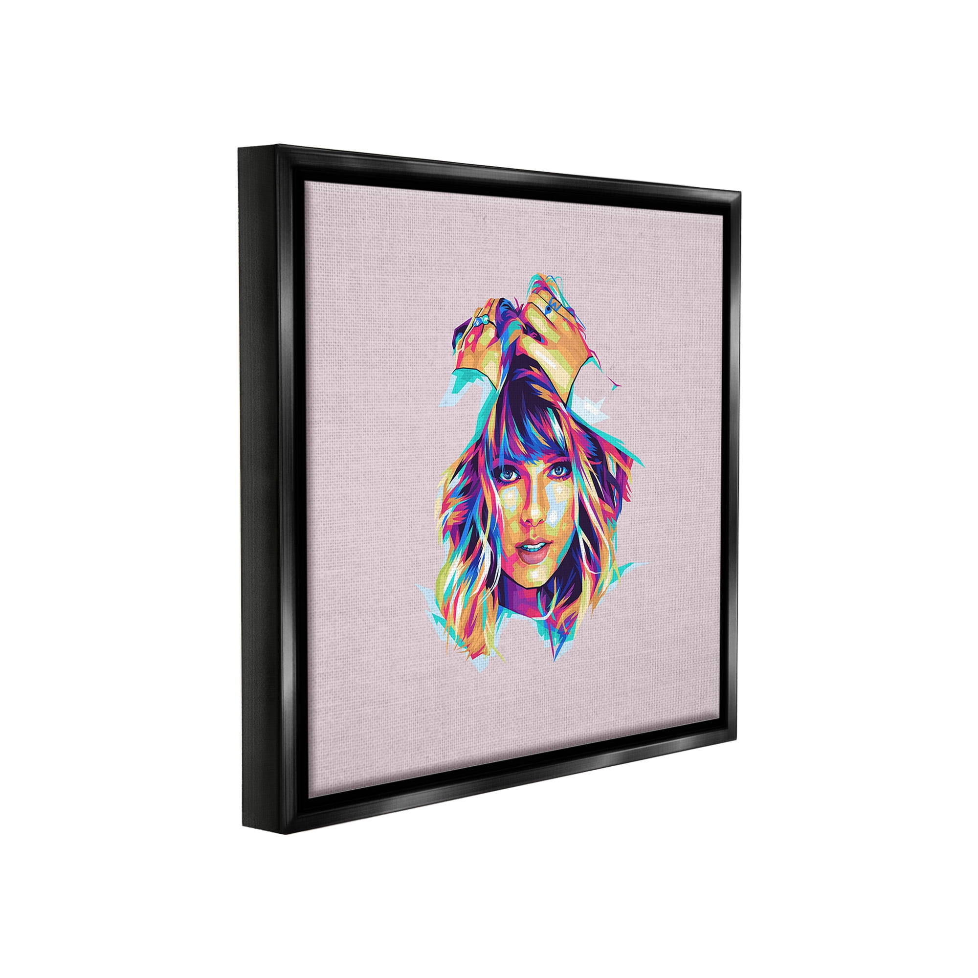 Stupell Industries Abstract Pop Star Abstract Painting Black Floater Framed Canvas Art Print Wall Art, 25 x 25