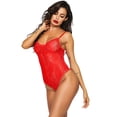 thumbnail image 3 of Women Floral Embroidery See Through Comfortable Bodysuit Plus Size, 3 of 5