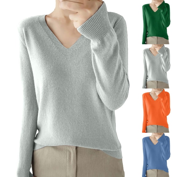 Womens Lightweight Knit Pullover Long Sleeve Crew Neck Soft Comfortable Basic Top