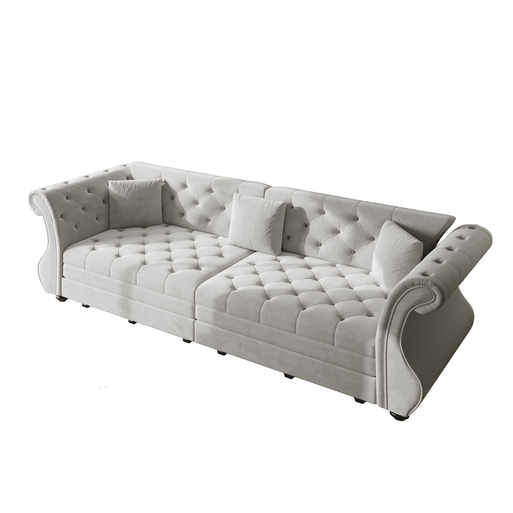 Chesterfield Pull Out Convertible Sofa Bed, Classic Flower Tufted Velvet Loveseat Sleeper Couch With Roll Arms and Pillows, for Living Room Apartment Office
