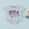 thumbnail image 2 of Infant Baby Independence Day Romper  Stripe Star USA Printed Short Sleeve Triangle Bodysuit, 2 of 8