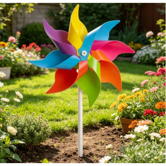 Rainbow Pinwheels for Yard and Garden,Colorful Garden Wind Spinners Outdoor Decor
