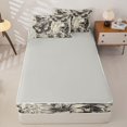 thumbnail image 4 of Manfei Halloween Vintage Skull Zipper Full Size Comforter Sets with Fitted Sheet and 2 Pillowcases, Retro Gothic Butterfly Flower Zipper Bedding Set, Cream Black White,Grey Reversible,4pcs, 4 of 6