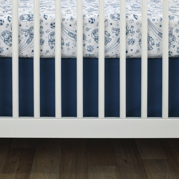 Disney Toy Story Outta This World Blue And White Fitted Crib Sheet