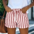 thumbnail image 2 of Garbnen Linen Short for Women Striped Drawstring Women Shorts for Summer Beach Vacation Color Block Shorts with Pockets for Women XXXL, 2 of 4