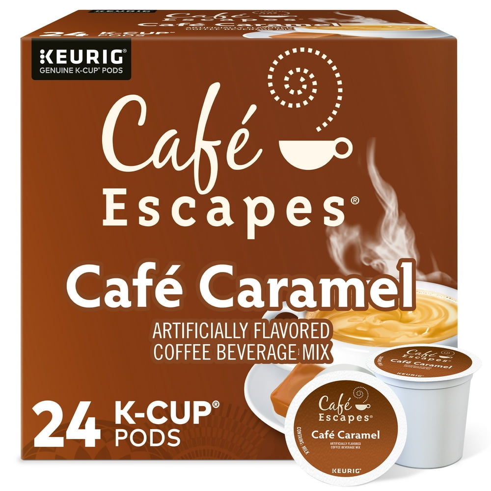 Café Escapes Café Caramel, Keurig SingleServe KCup Pods, 24 Count