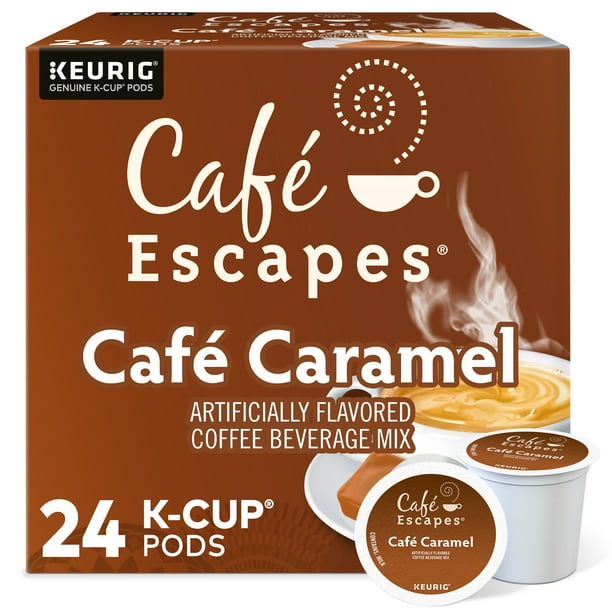 Café Escapes Café Caramel, Keurig SingleServe KCup Pods, 24 Count