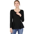 thumbnail image 1 of Top Allegra K Manga Larga Cuello Redondo Peplum Negro XL, 1 of 6