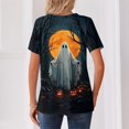 thumbnail image 5 of Halloween Witch Shirt Women V Neck T Shirt Funny Graphic Tee Tops Dark Gray 2XL, 5 of 6