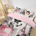 thumbnail image 3 of Castle Fairy Elegant Black Woman Twin Duvet Cover,Romantic Paris Eiffel Tower Twin Bedding,Pink,Pink Reversible,1 Duvet Cover and 1 Pillowcase, 3 of 6