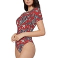 thumbnail image 2 of Daiia Dragons2 print Women's Crew Neck Short Sleeve Bodysuit Fashion Tops Fit Casual Basic Extender Bodysuit-X-Large, 2 of 9
