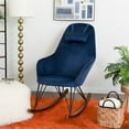 thumbnail image 2 of Padova Mid Century Modern Indoor Nursery Velvet Rocking Chairs in Blue, 2 of 6