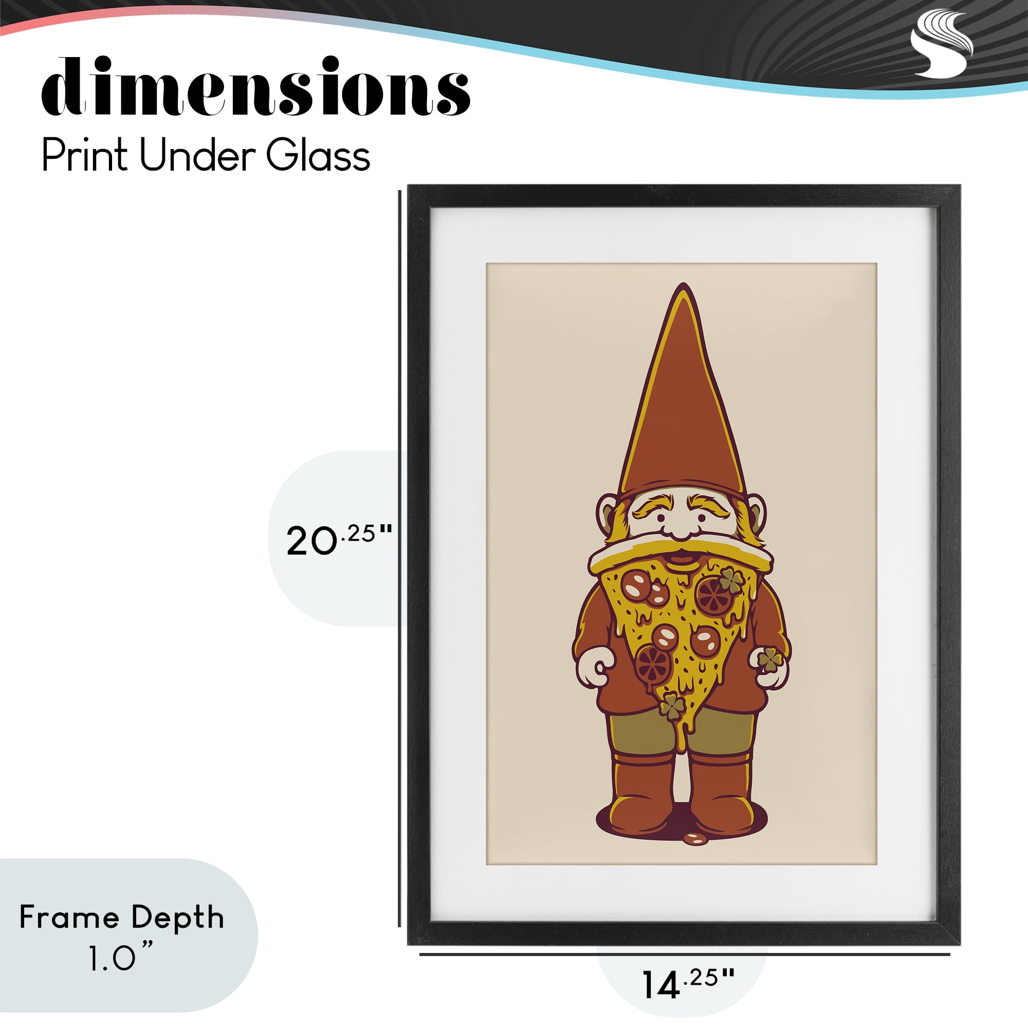 Stupell Industries Happy Pizza Gnome Black Framed Print Under Glass, design by Tobe Fonseca