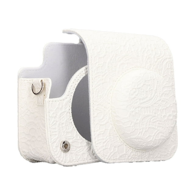 Sac de Protection InstantCamera pour InstaxMini 12, Modèle 3D Vintage Cuir PU Souple Cas de Transport Instantané Caméra avec Bandoulière Réglable pour les Cadeaux, Imperméable à l'Eau