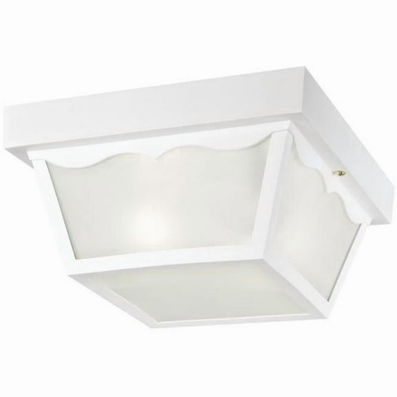Westinghouse Westinghouse Lighting 6697600 Traditional Two-Light Outdoor Flush-Mount Fixture, White Finish on Polypropylene, Frosted Glass Panels