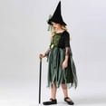 thumbnail image 6 of Odeerbi Kids Girls Halloween Dresses Stage Performance Dress Outfits Fashion Solid Color Outfit Long Sleeve Round Neck Dress Green, 6 of 9