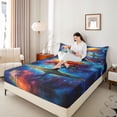 thumbnail image 4 of Manfei Tree Of Life Boy Girl Twin Sheet Sets 3pcs,Bohemian Theme Twin Fitted Sheet Microfiber,Starry Sky Breathable Flat Sheet,Breathable Home Decor, 4 of 7