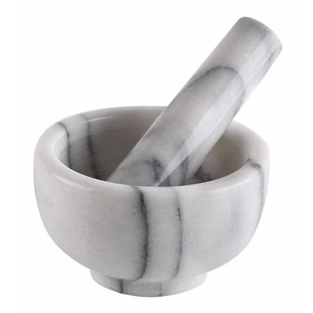 

GreenCo Marble Mortar and Pestle White Gray (4.5 )