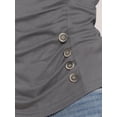 thumbnail image 5 of DARING DIVA V Neck Knitted Buttons Decor Ruched Blouse Top S Dark Grey, 5 of 7