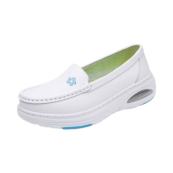 YOUYEDIAN Air-Cushion Orthopedic Shoes for Women Slip-On Nurse Shoes Fashion Round-Toe Wedge Heel Thick-Soled Comfortable Arch Support Walking Loafers (Blue, 5.5 Wide(EU-36))