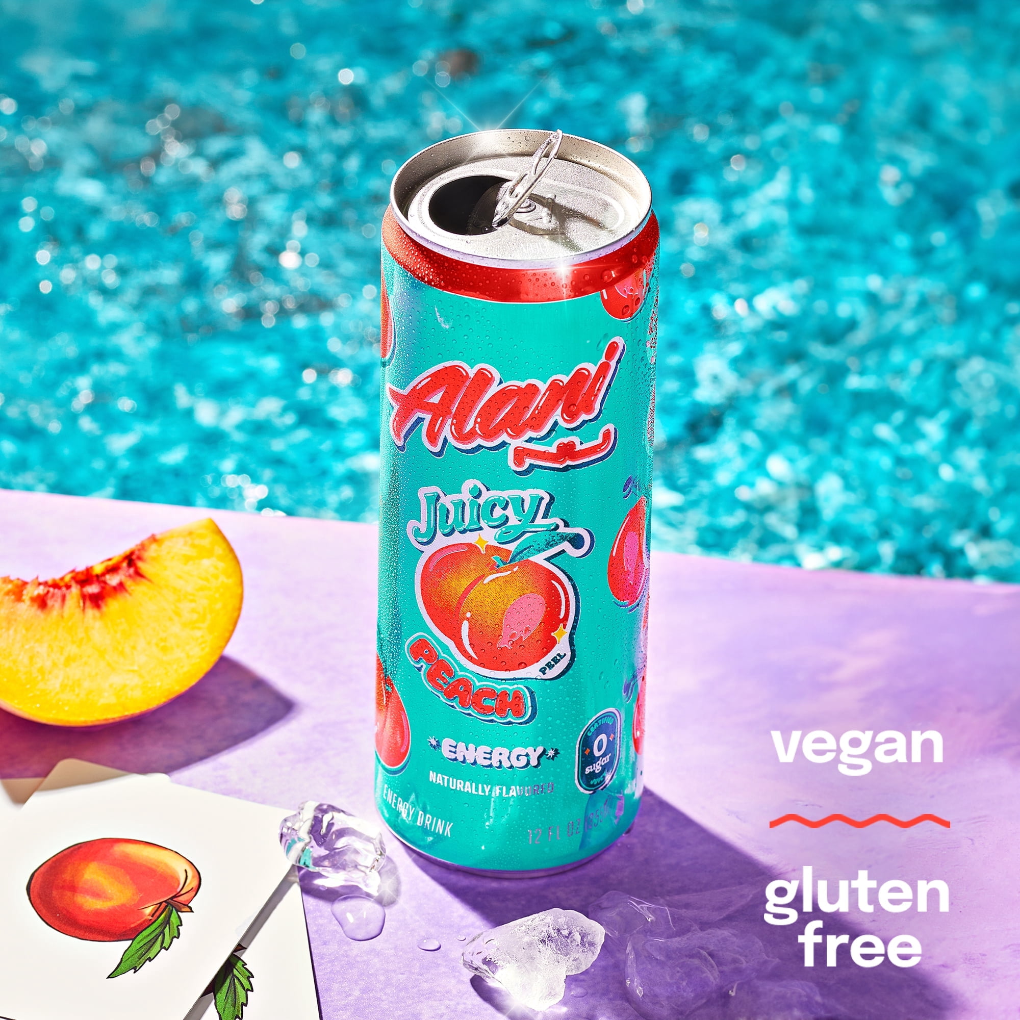 Alani Nu Energy Drink Juicy Peach, 12oz Cans, 6‑Pack