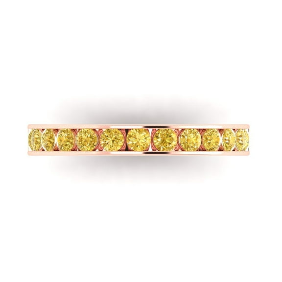 0.39 ctw Wedding Band for Women - 18K Rose Gold Simulated Yellow Diamond Stackable Eternity Ring
