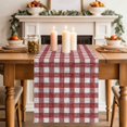 thumbnail image 2 of Red Buffalo Plaid Table Runner 60 Inches Long,Farmhouse Checked Vintage Geometric Art Cotton Linen Table Runners Dresser Scarves,Fabric Tabletop Scarf Furniture Cover for Home Dinner Party 13"x60", 2 of 9