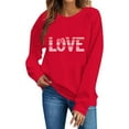 thumbnail image 6 of Valentines Sweatshirts Women Heart Printed Crewneck Plus Size Loose Holiday Red Top Sweet Valentine's Day Gifts (L, Red), 6 of 6