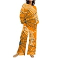thumbnail image 3 of QIUOMBBP Fall Pajamas Women Halloween Funny Graphic 2 Piece Outfits Long Sleeve Round Neck Shirts and Pants Loose Lounge Set, Orange, XXXXL, 3 of 6