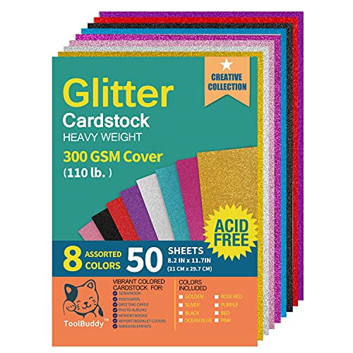 A4 Assorted Coloured Glitter Card Kids Childrens Hobby Activity Art Craft 