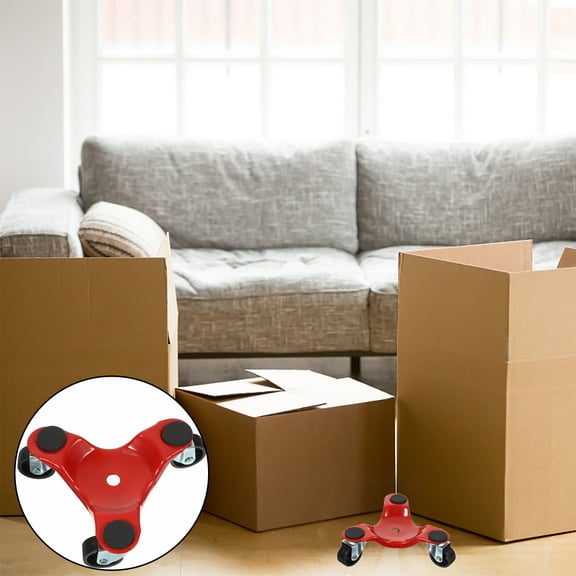 Pawsdot Labor Saving Red Metal Furniture Moving Dolly with and 3 Wheels