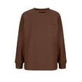 thumbnail image 5 of YUGYXL Womens Long Sleeves Sweatshirts Casual Round Neck Solid Color Sweatshirts with Pockets Fall Dressy Pullovers Brown L, 5 of 7