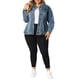 thumbnail image 2 of Chaqueta de mezclilla de botón de manga larga para mujer de tallas grandes Agnes Orinda 5X azul, 2 of 7