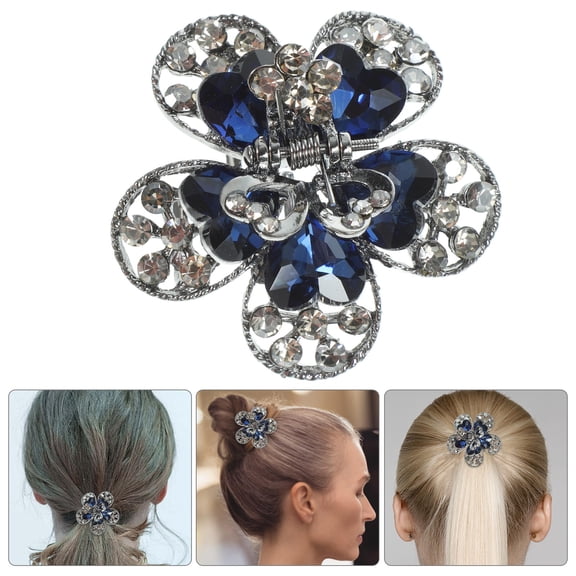 KONTONTY Curved Hair Claw Clip Small Claw Clips Bling Decorative Style 1Set