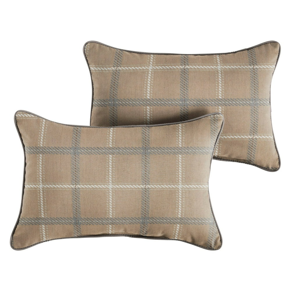 Mozaic Company Sunbrella Corded Tan Tartan Plaid with Dark Gray Outdoor