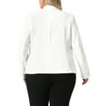 thumbnail image 4 of DARING DIVA Women's Plus Stylish Blazerwith Notch Lapel and Front Pockets White 1X, 4 of 6