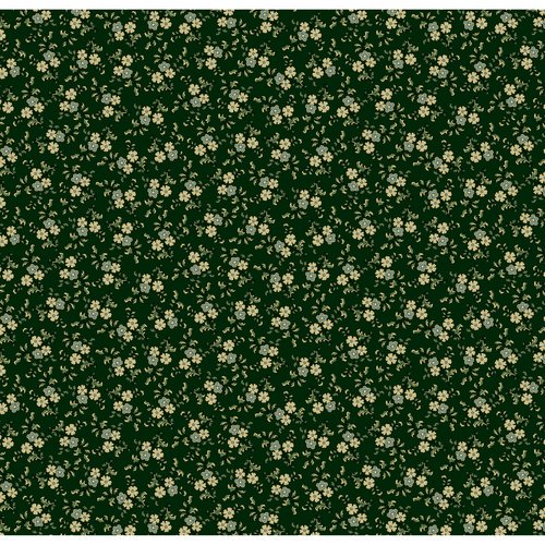 Green Flowers Fabric, per Yard