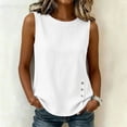 thumbnail image 4 of YFNNUP Women Tank Tops Solid Color Sleeveless Top Lightweight Crewneck Blouse Casual Summer Going Out Blouse White S, 4 of 9