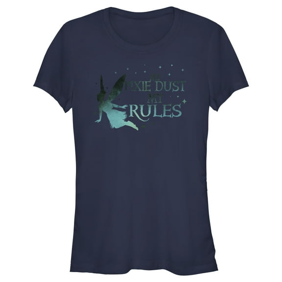 Junior's Peter Pan & Wendy Tinker Bell My Pixie Dust My Rules  Graphic Tee Navy Blue Small