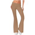 thumbnail image 1 of MKLEKYY Leggings deportivos para mujer, pantalones de yoga de cintura alta con borde enrollado, ajustados y acampanados, de color liso, informales, para fitness y fitness, 1 of 3