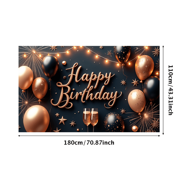 Elegant Design Happy Birthday Banner Decorative Balloons Party Backdrop for Birthday Celebration Event Decoration Photo Shoot