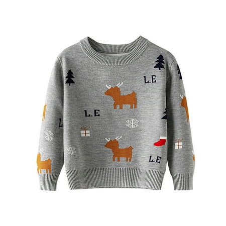 

RPVATI Toddler Bays Girl Boy Christmas Sweater Long Sleeve Knitting Sweatshirt Crewneck Clothes 1-7Y
