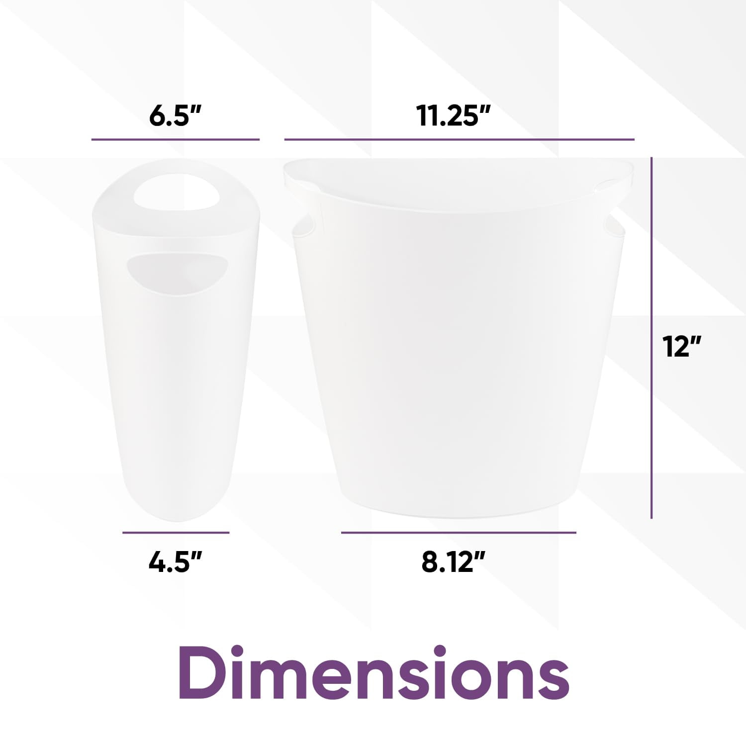 Superio Slim Bathroom Trash Can 2 Gallon Plastic Small Compact Waste Basket for Bedroom, Dorm, Under Office Desk, Narrow Portable RV Dustbin, 4 Grey