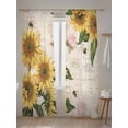thumbnail image 5 of Sheer Curtains 108 Inches Long 2 Panels Set for Living Room, Sunflower Semi Sheer Curtains for Windows, Farmhouse Floral Bee Brown Vintage Pink Yellow Voile Window Treatments Rod Pocket Curtain, 5 of 7