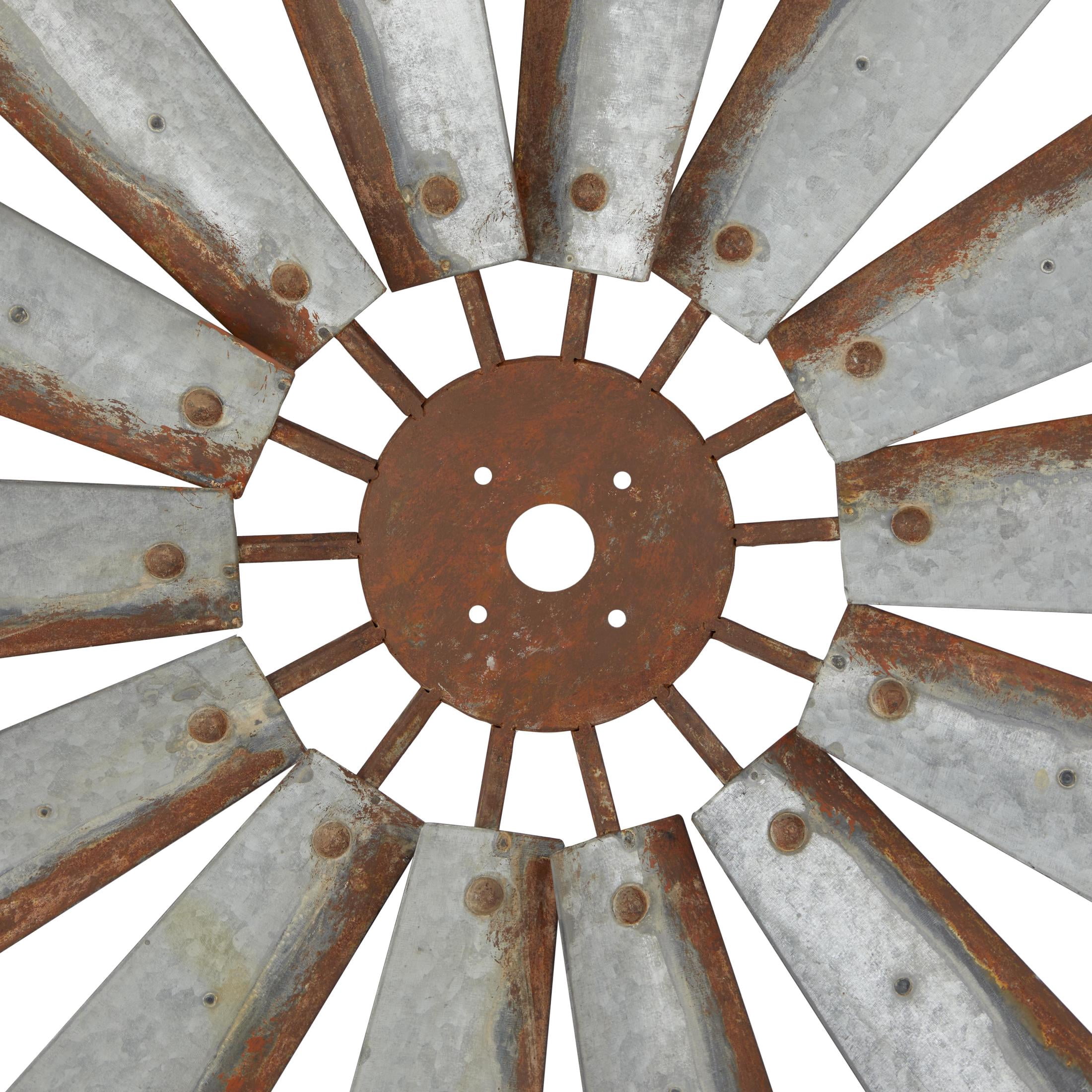 DecMode Gray Metal Indoor Outdoor Windmill Wall Decor