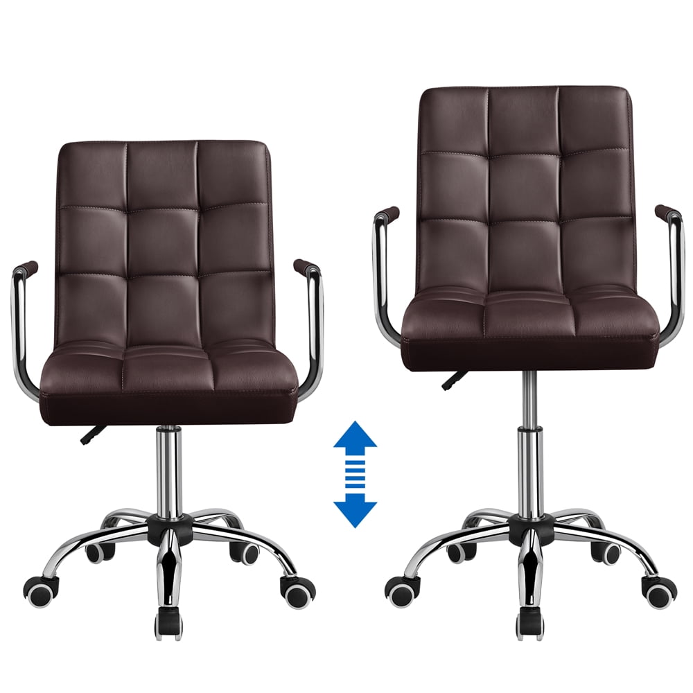 Alden Design Modern Faux Leather Adjustable Swivel Office Chair with Wheels, Espresso