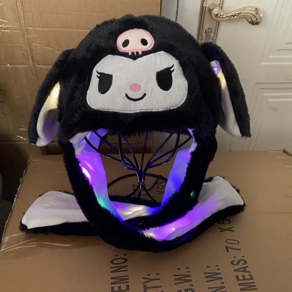 Sanrio Kuromi Hello Kitty Cinnamoroll Melody Plush Luminous Moving Ears Hat Cartoon Winter Cute Gift