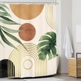 thumbnail image 2 of Mid Century Boho Shower Curtain Abstract Tropical Palm Leaf Watercolor Arch Botanical Minimalist Geometric Bathroom Aesthetic 72Wx72L Inches Bath Accessories Home Decor Fabric 12 Pack Hooks, 2 of 6