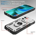 thumbnail image 6 of Compatible with iPhone 13 Pro Max with Slide Cover Lens Protection & Kickstand, Built-in 360° Rotate Ring Stand Magnetic Card Slot Hybrid Cover Case for iPhone 13 Pro Max (White+Black), 6 of 8