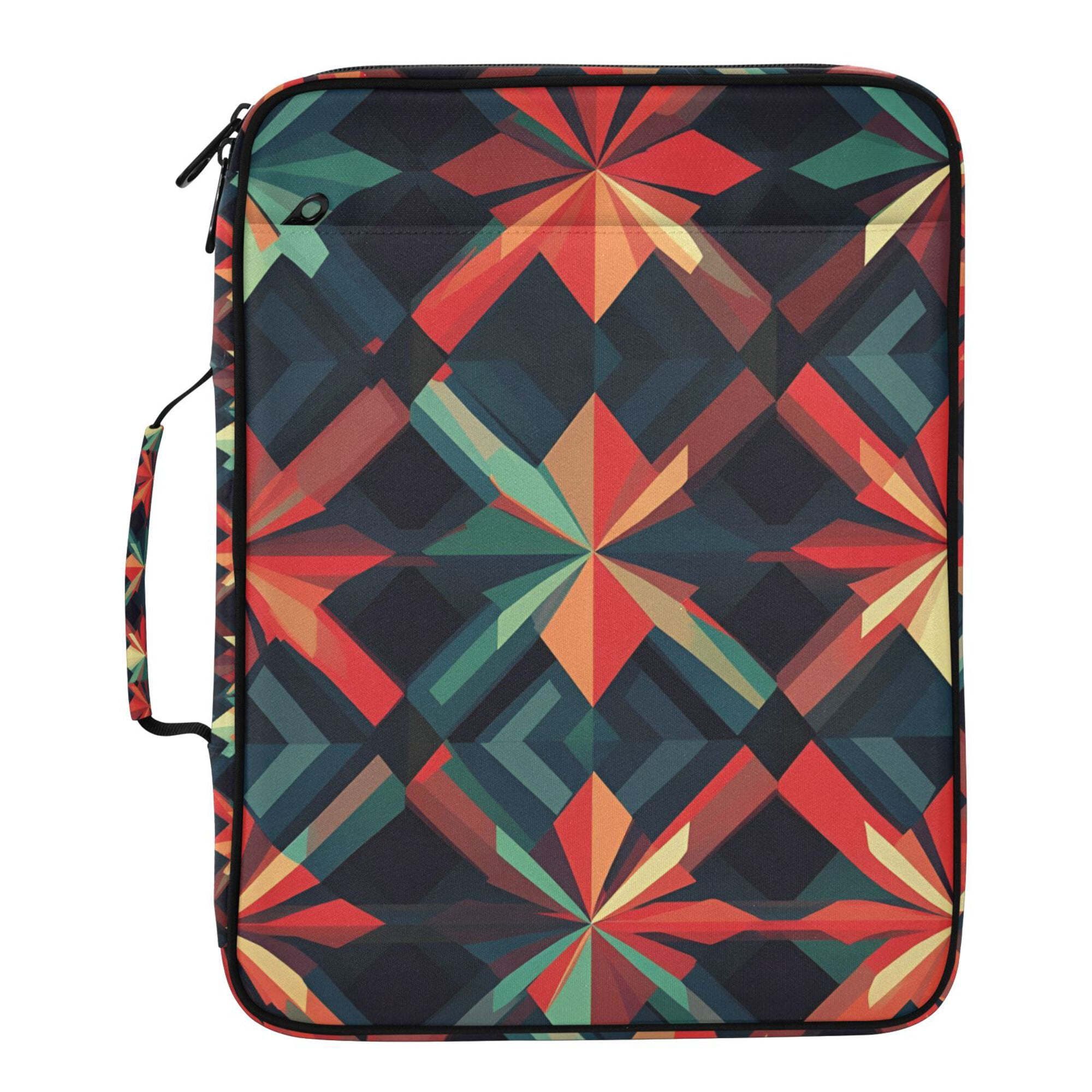 FORMRS Accordion File Folder A4 Size 7-Pocket Expanding Document Organizer Bag with 3 Ring Binder, Red Abstract